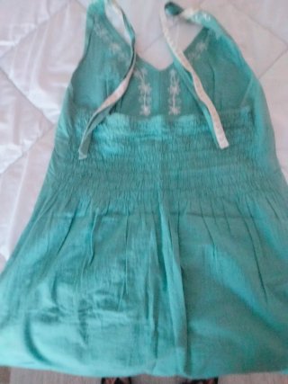 Vestido Verano Halter Bordado Plata