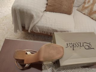 Zapatos de fiesta dorados tacón bloque