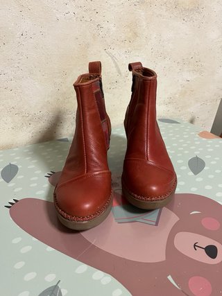 Botines de piel patchwork rojos