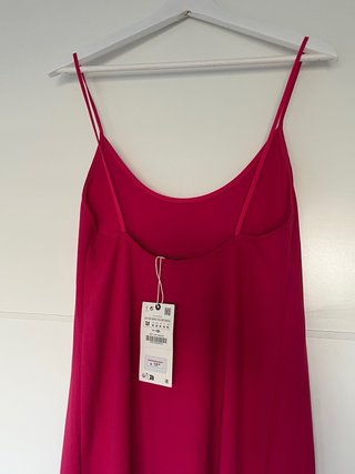 Vestido Zara Nuevo Talla M Rosa Fucsia
