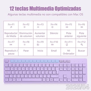 LEADSAIL Teclado Inalambrico Completo ESP Violeta