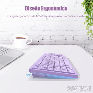 LEADSAIL Teclado Inalambrico Completo ESP Violeta