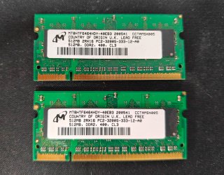2 MODULOS DE MEMORIA RAM SO-DIMM DDR2 DE 512MB