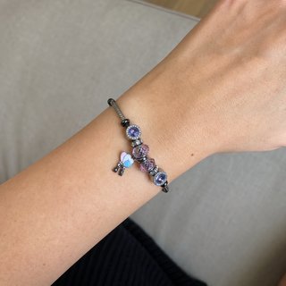 Pulsera Charm Cristal Morado Pájaro