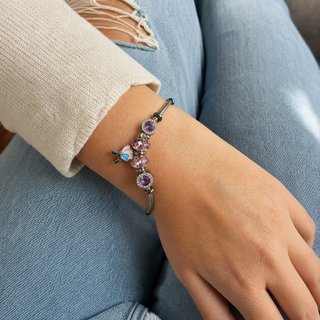 Pulsera Charm Cristal Morado Pájaro
