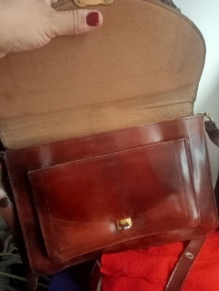 Bolso Cartera Cuero Vintage original 60's Marrón