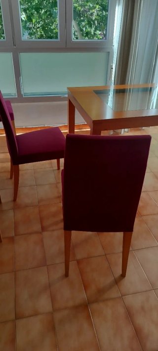 Mesa Rectangular Madera y Cristal y sillas