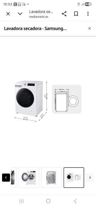 Lavadora Secadora Samsung Blanca Wd 90 9/6 kg