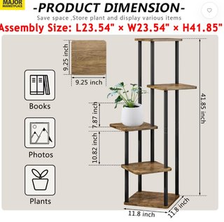 ESTANTERÍA PARA PLANTAS DE MADERA Y METAL NEGRO