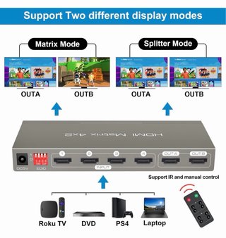 Switch HDMI 4x2 4K 60Hz HDR ARC + Óptico + Jack 3