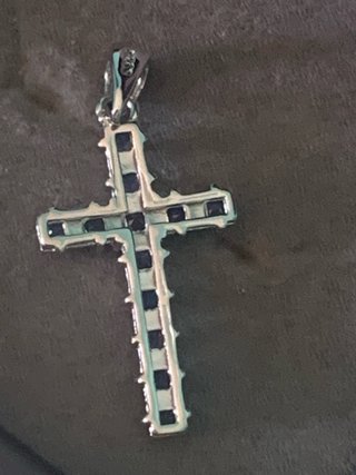 Colgante Cruz Plata Zafiros Azules