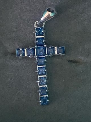 Colgante Cruz Plata Zafiros Azules