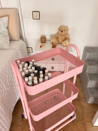 Carrito organizador rosa 3 niveles con ruedas