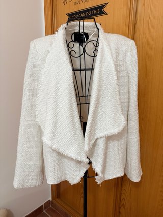 Chaqueta blanca tweed mujer T XL