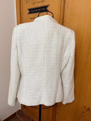 Chaqueta blanca tweed mujer T XL