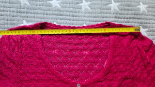 Chaqueta punto calado fucsia Stradivarius talla M