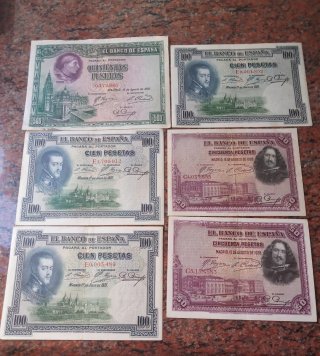 Billetes antiguos El Banco de España 1925-1928