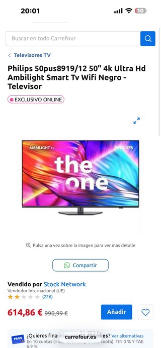 TV Philips 50 Ambilight The One 50PUS8919