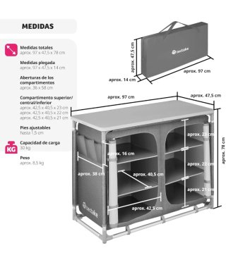 Mesa y Estantería de Camping tectake