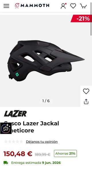 Casco Lazer Jackal KinetiCore MTB Negro Talla L/M