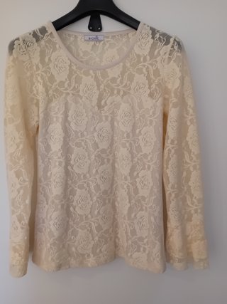 Blusa B-CHIC imita encaje , beige Talla M