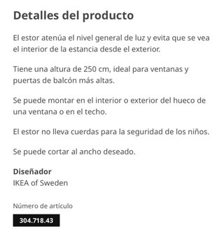 Estor IKEA Sandvedel beige 80x250