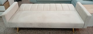 Sofá Cama Beige Terciopelo y Metal