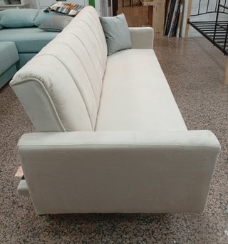 Sofá Cama Beige Terciopelo y Metal
