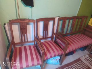 Banco de madera y tela para terraza