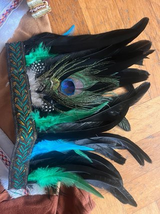 Disfraz Inca/Indio con plumas y collares