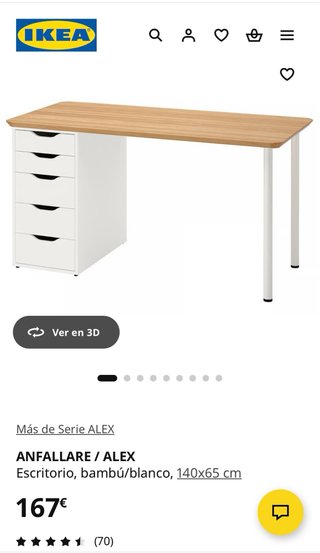 Escritorio madera con cajonera blanca