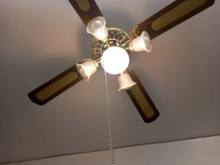 Ventilador de techo madera y dorado con 4 luces