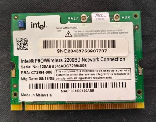 Tarjeta Red Wi-Fi interna Intel PRO/Wireless 2200B