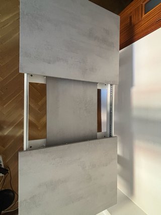 Mesa extensible comedor gris y blanca