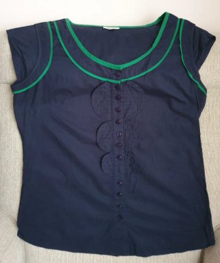 Conjunto Falda y Blusa Azul marino con Verde
