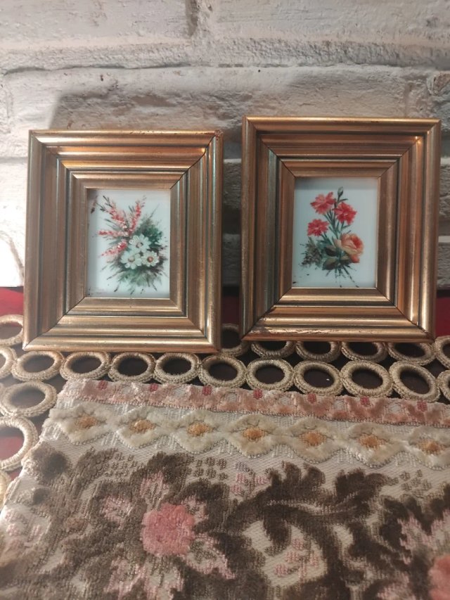 Cuadros Vintage Flores Dorados