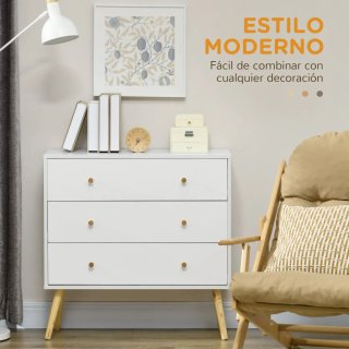 Cómoda blanca con patas de madera