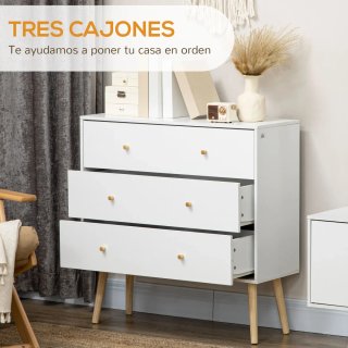 Cómoda blanca con patas de madera