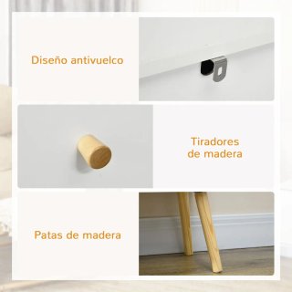 Cómoda blanca con patas de madera