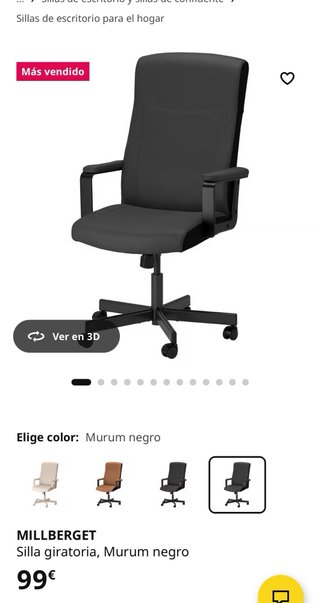 Silla de escritorio negra.