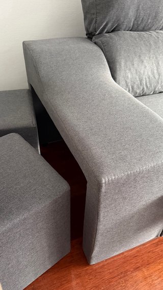Sofá 3 plazas con chaise longue gris