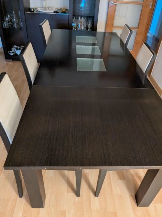 Mesa comedor wengué con 6 sillas