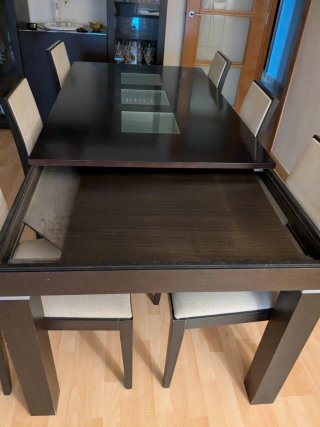 Mesa comedor wengué con 6 sillas
