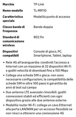 Router TP-Link TL-MR110 4G LTE