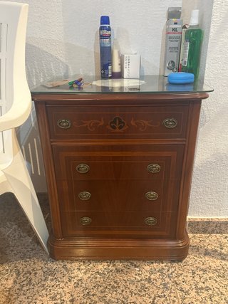 Mesita de noche madera y cristal