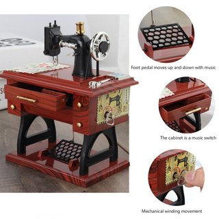 Caja de música máquina de coser vintage