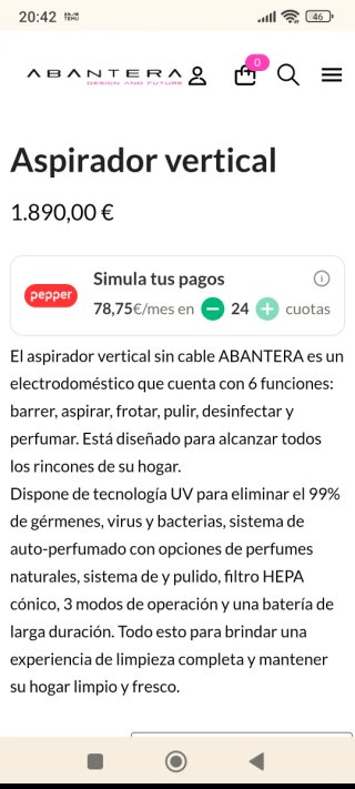Aspirador Abantera 25KPA. Acepto Oferta razonable.
