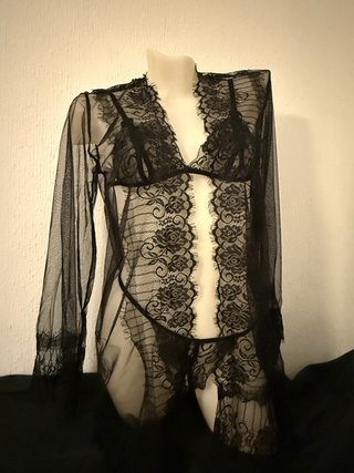 Lencería Sexy Encaje Negro Talla Única