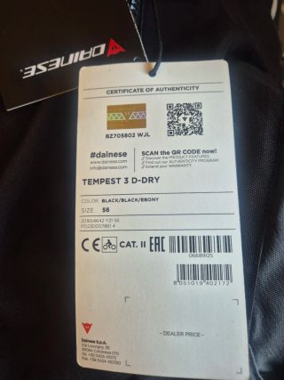 Chaqueta Dainese Tempest 3 D-Dry Talla 56