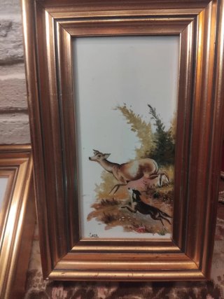 Quadri vintage cervi e cane